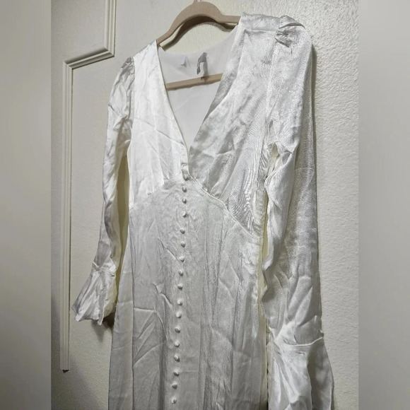 Lulus Elegant Celebration White Satin Long Sleeve Slip Maxi Dress XL Wedding - Picture 9 of 12
